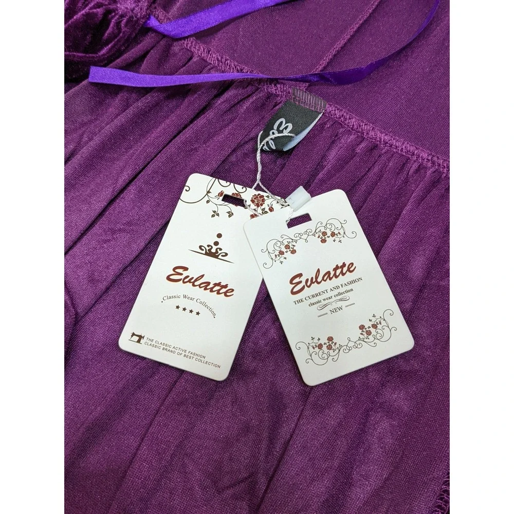 Evlatte Purple Velvet Hooded Cape Shawl 66